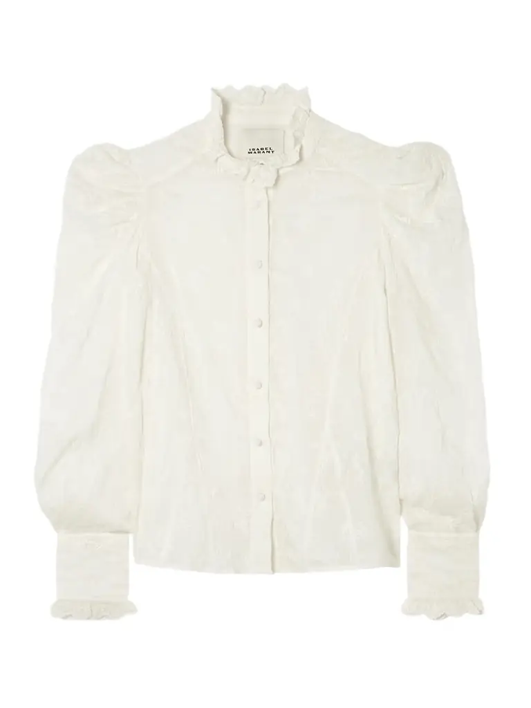 Isabel Marant Zorica Ruffled Embroidered Cotton And Silk-blend Voile Blouse