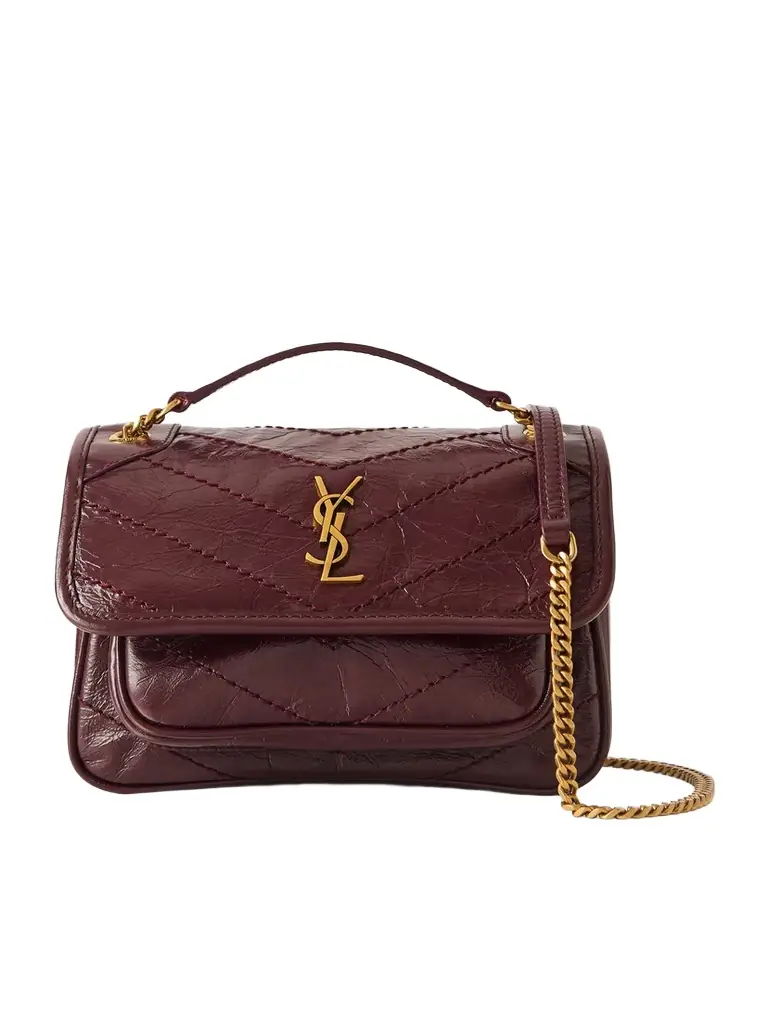 Saint Laurent Niki Mini Crinkled-leather Shoulder Bag