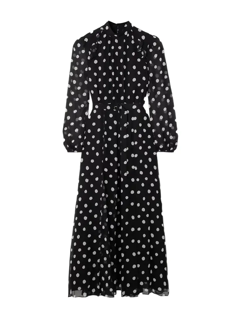 Saloni Jacqui-b Polka-dot Silk Crepe De Chine Maxi Dress