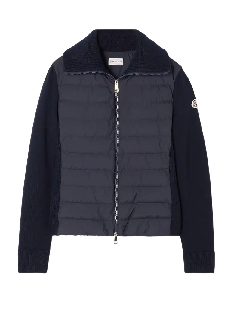 Moncler Wool And Padded Quilted Shell Down Cardigan