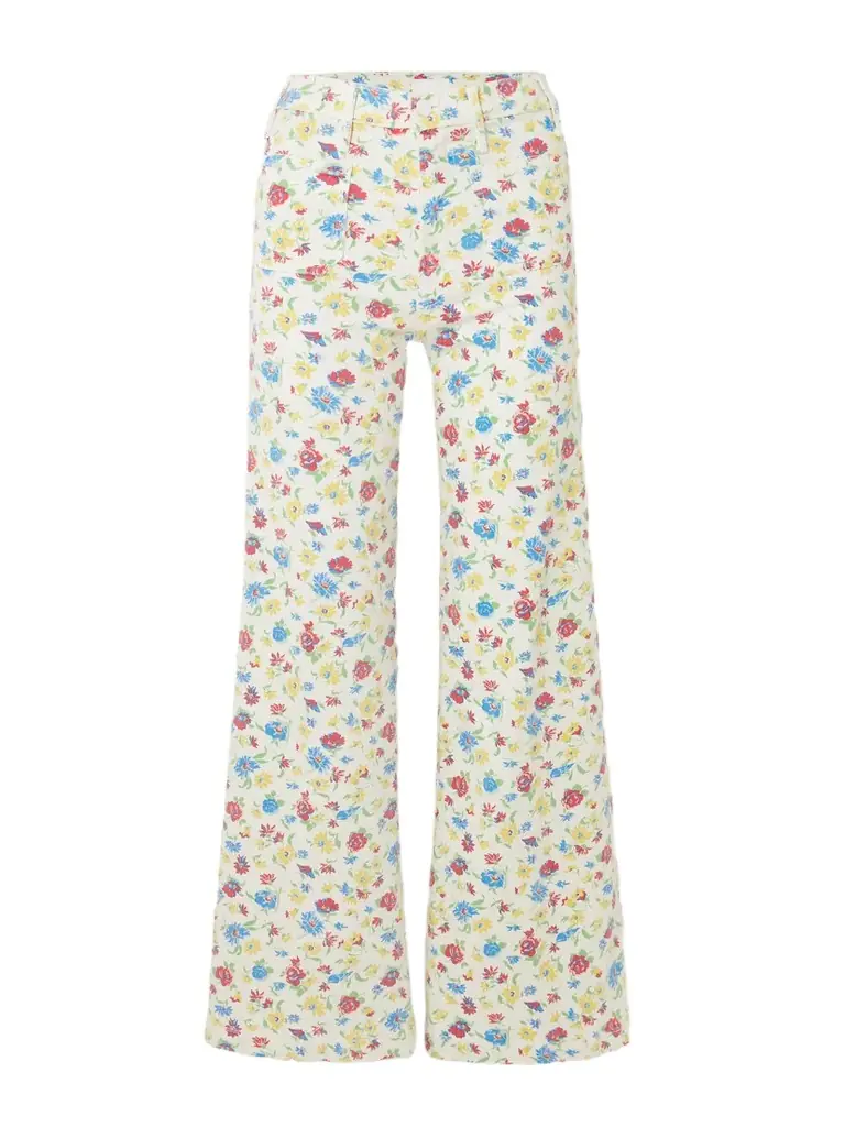 Mother Hustler Roller Patch Pocket Floral-print High-rise Bootcut Jeans