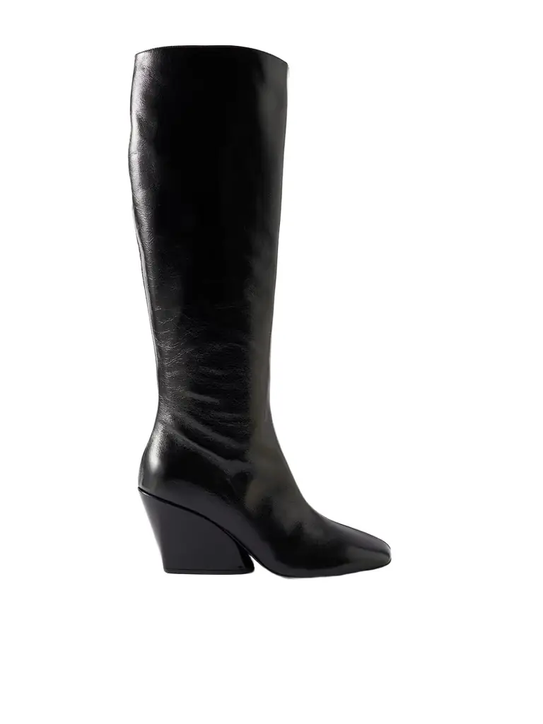 Proenza Schouler Slant 80 Glossed-leather Knee Boots