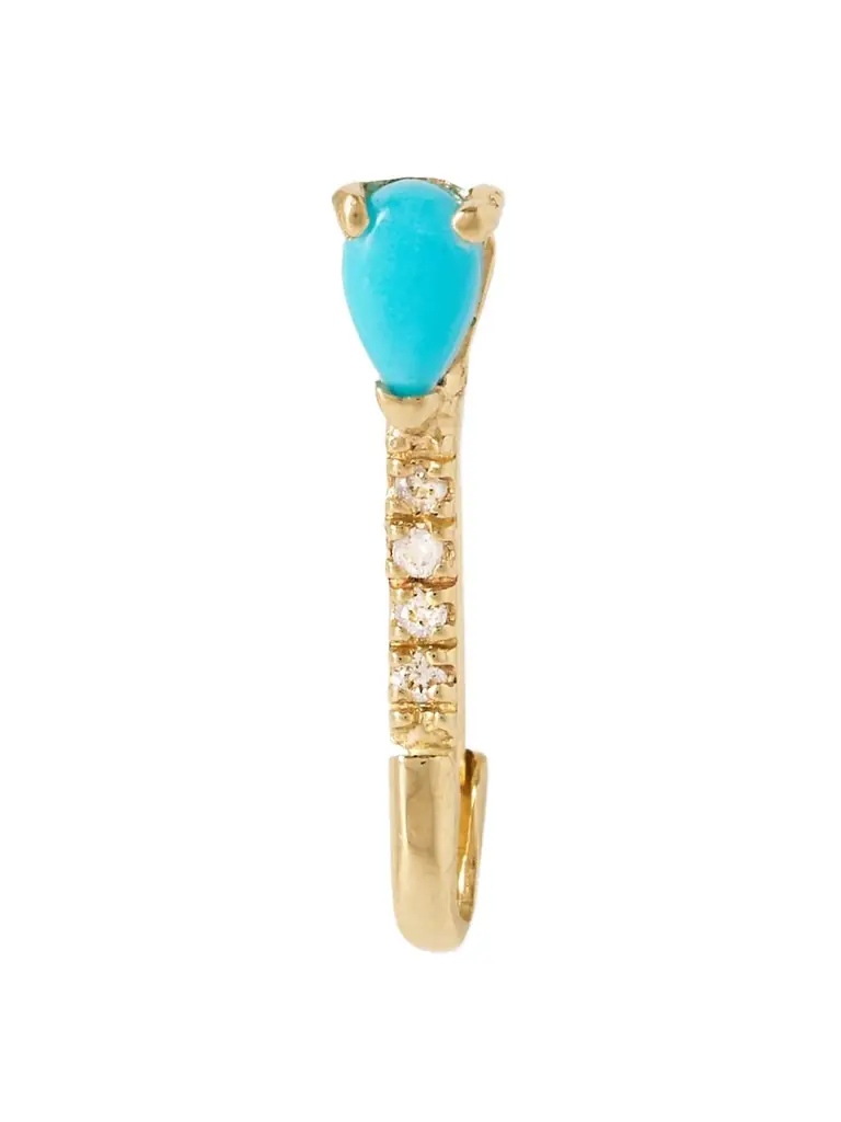 Loren Stewart Mini 14-karat Gold, Turquoise And Diamond Single Earring