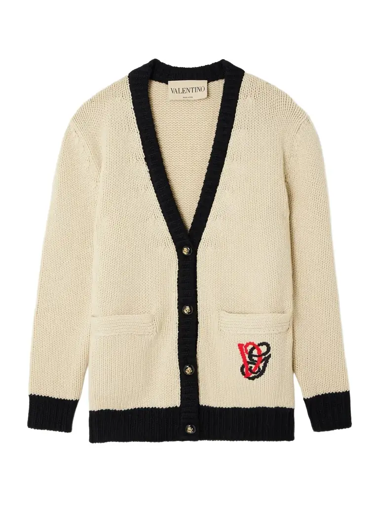Valentino Garavani Embroidered Wool Cardigan