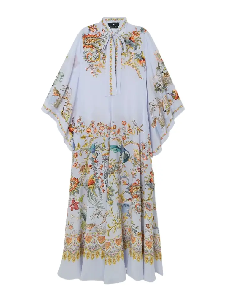 Etro Pussy-bow Printed Silk Maxi Dress