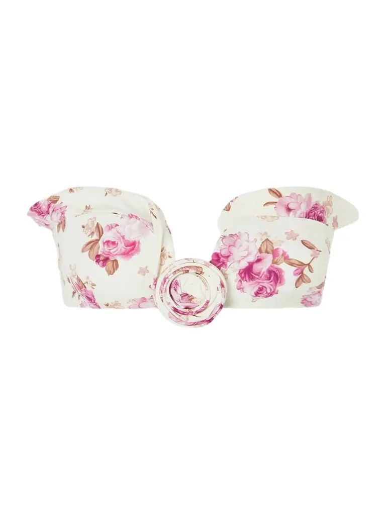 Magda Butrym Appliquéd Floral-print Bikini Top