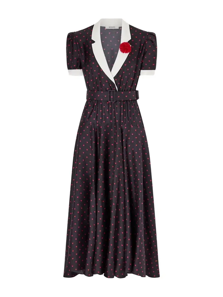 Rodarte Belted Printed Silk-twill Gown