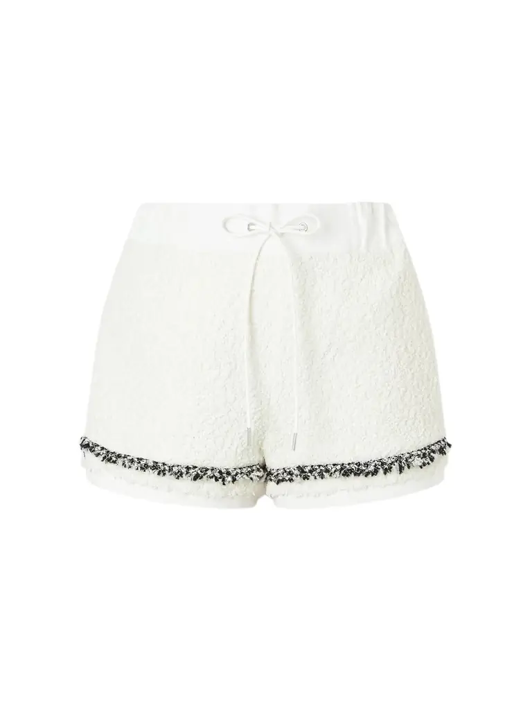 Sacai Canvas-trimmed Bouclé-tweed Shorts