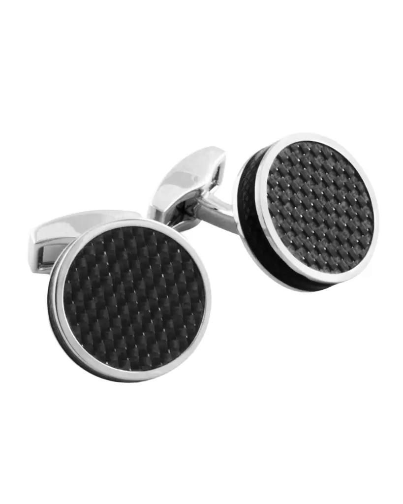 Tateossian Silver-Plated Carbon Cuff Links