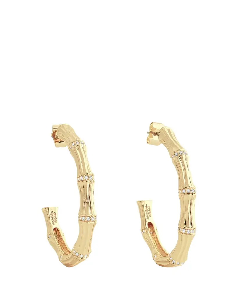 Anabel Aram Jewelry Bamboo Single Hoop Earrings