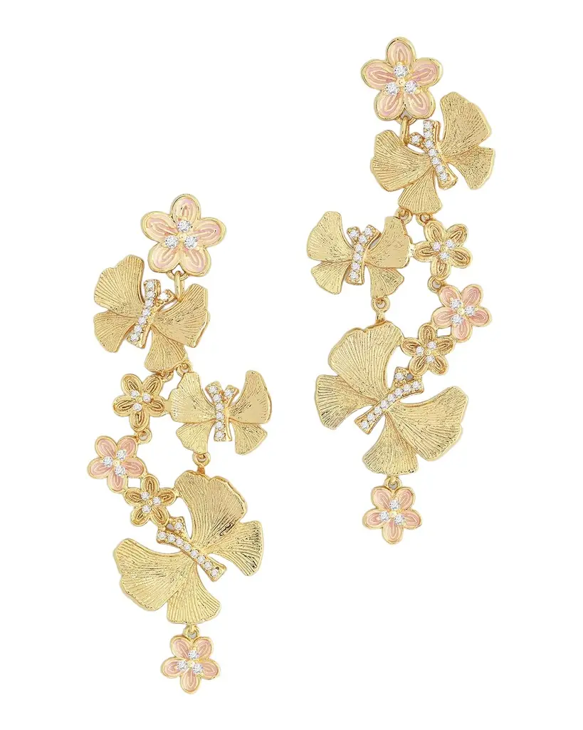 Anabel Aram Jewelry Butterfly with Flowers Dangle Earrings