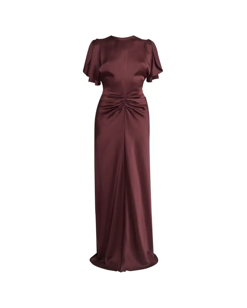 Victoria Beckham Gathered Waist Satin Maxi Dress