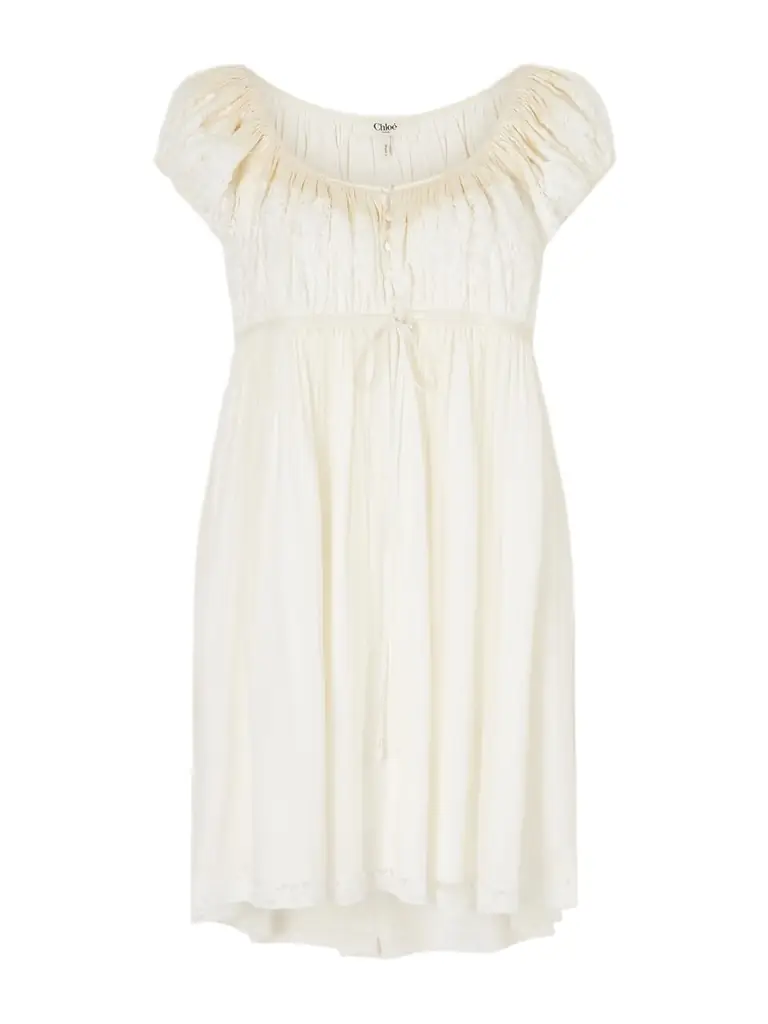 Chloé Lace-trimmed Silk-crepon Mini Dress
