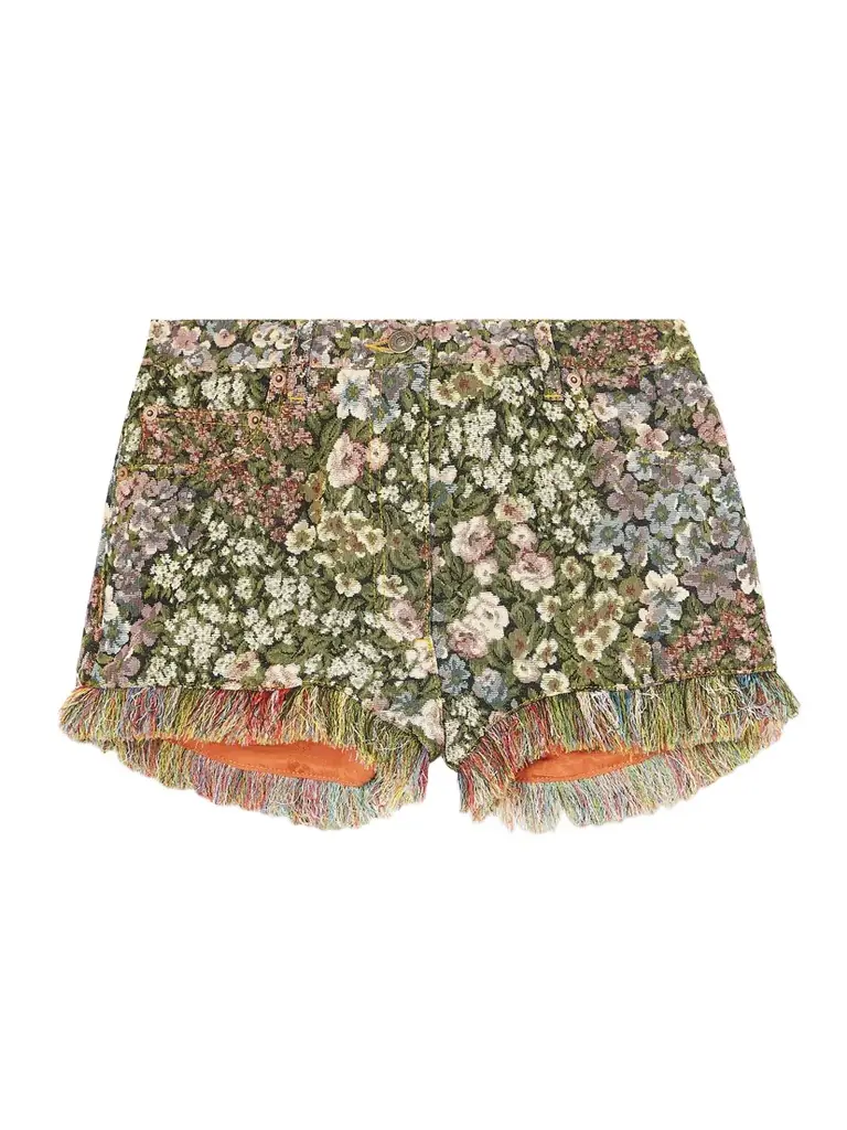 Valentino Garavani Fringed Floral Jacquard Shorts