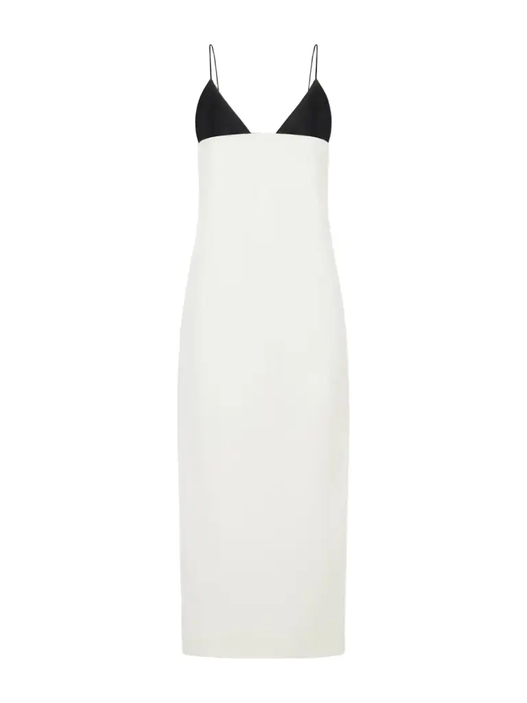Brandon Maxwell Leather-trimmed Wool And Silk-blend Maxi Dress