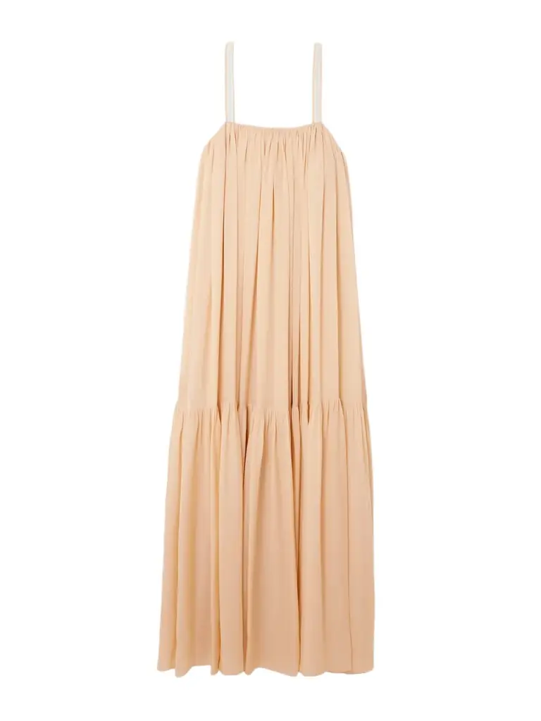 Chloé Ruched Tiered Silk Maxi Dress
