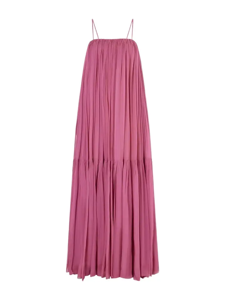 Chloé Tiered Pleated Silk-chiffon Maxi Dress