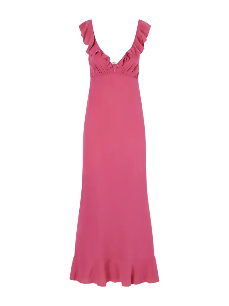 Chloé Ruffled Silk-chiffon Midi Dress