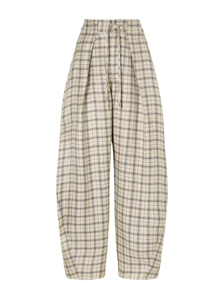 Kallmeyer Clemence Pleated Checked Linen-blend Pants