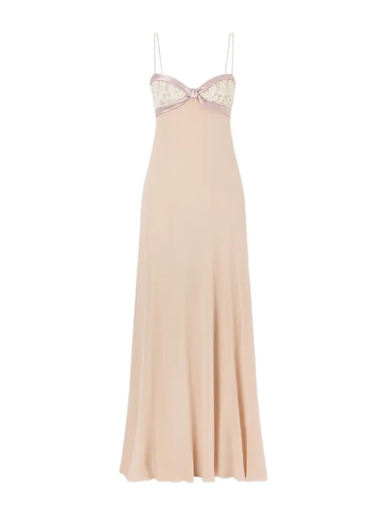 Valentino Garavani Lace- And Satin-trimmed Silk-georgette Gown