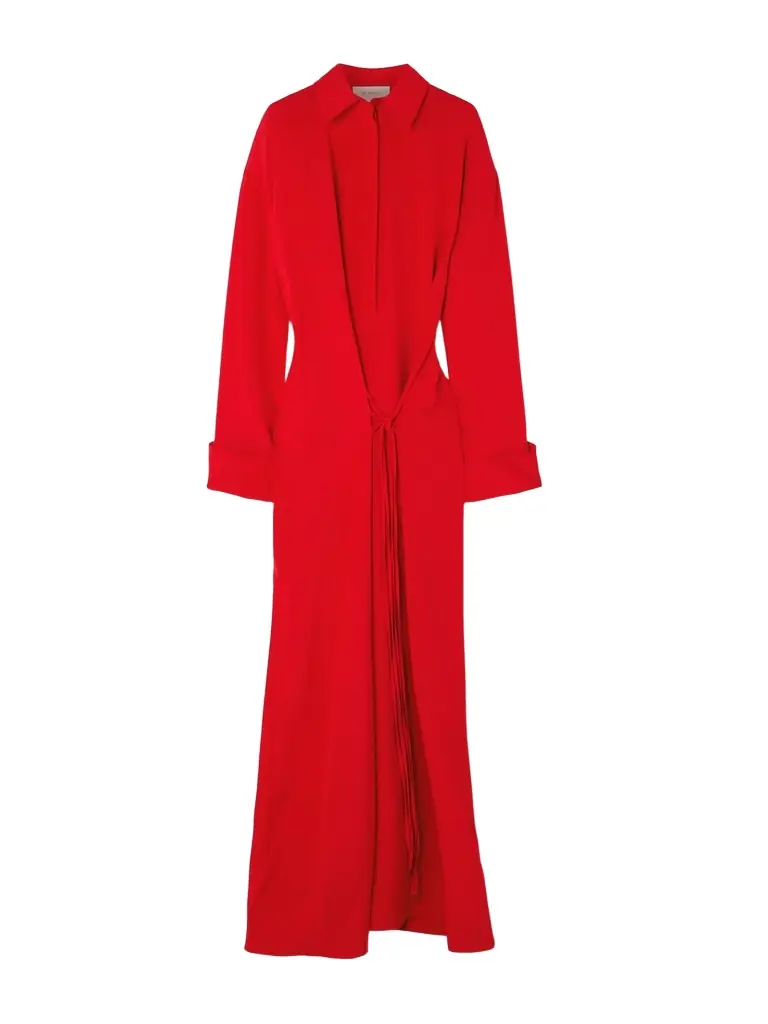 Sportmax Knotted Silk-blend Crepe De Chine Maxi Shirt Dress