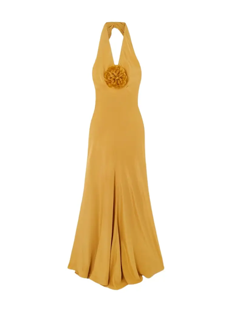 Rodarte Embellished Silk-crepe Halterneck Gown