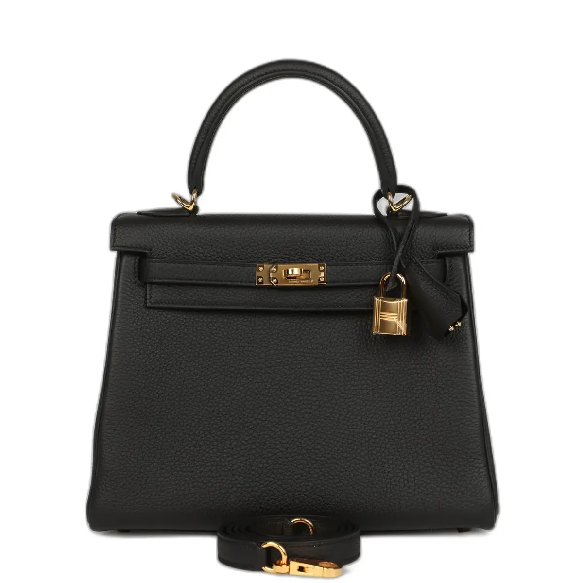hermes Hermes Kelly Retourne 25 Black Togo Gold Hardware