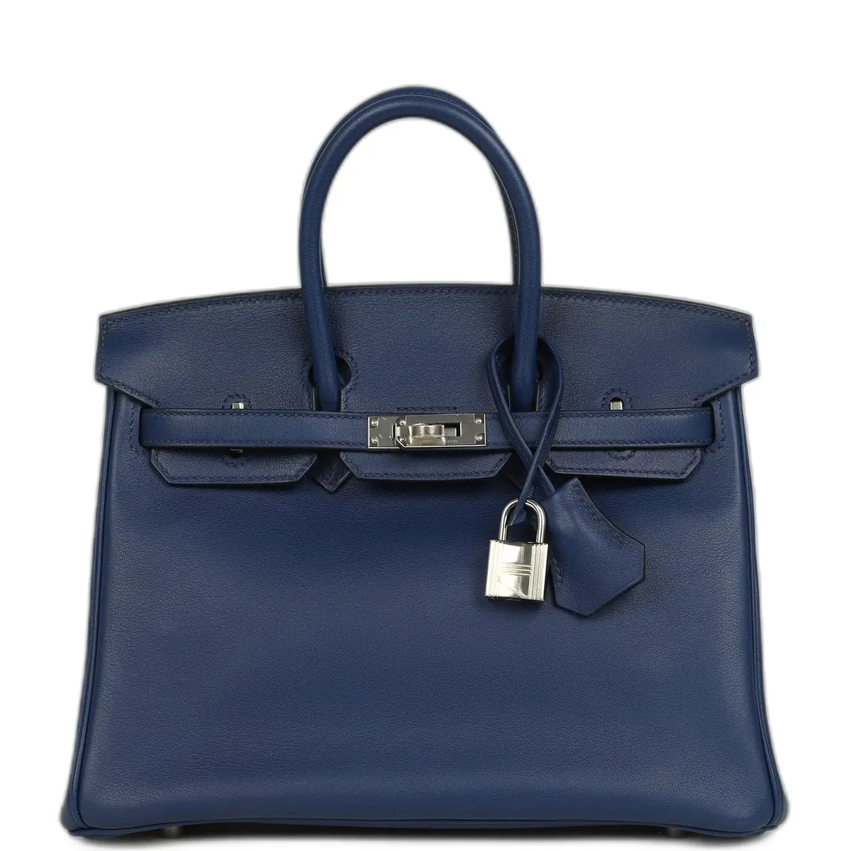 hermes Pre-owned Hermes Birkin 25 Bleu Saphir Swift Palladium Hardware