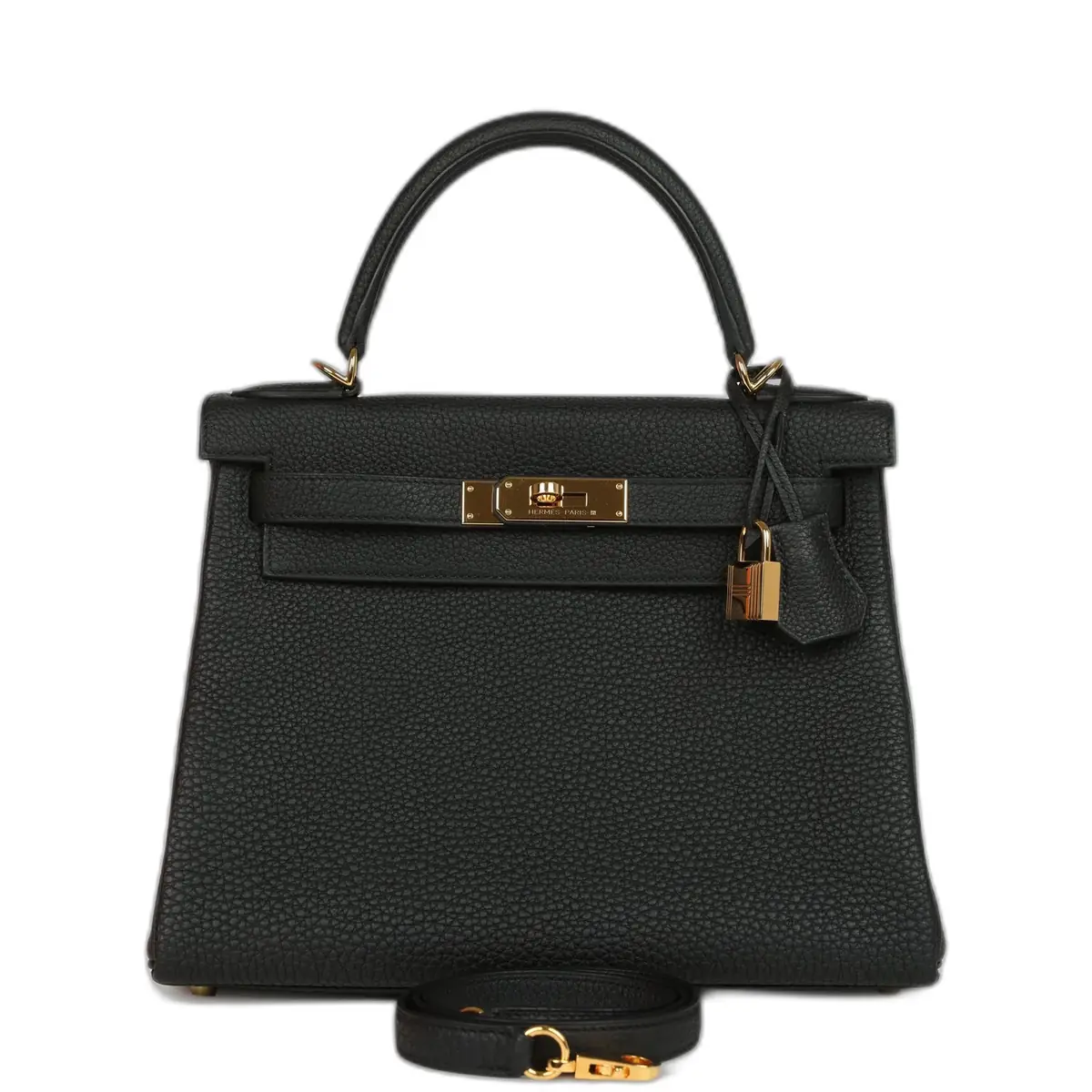 hermes Pre-owned Hermes Kelly Retourne 28 Black Togo Gold Hardware