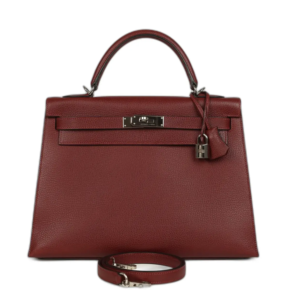 hermes Vintage Hermes Kelly Sellier 32 Rouge H Vache Liegee Palladium Hardware