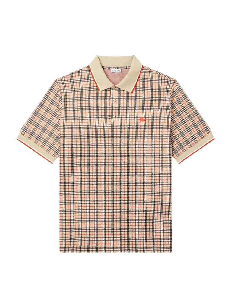 Burberry Logo-Embroidered Checked Jacquard Polo Shirt - Men
