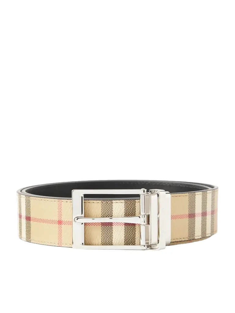 Burberry 3.5cm Reversible Checked Coated-Leather Belt - Men