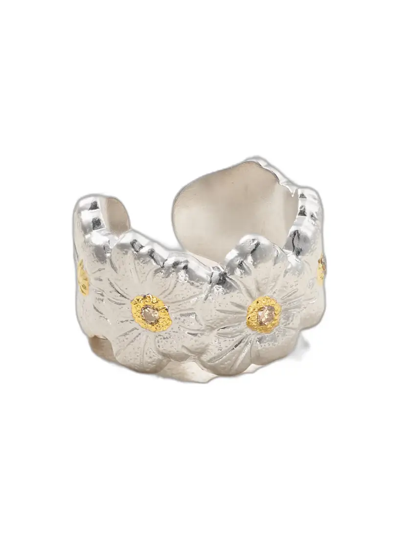 Buccellati Blossoms Eternelle Sterling Silver And Gold Vermeil Diamond Ring