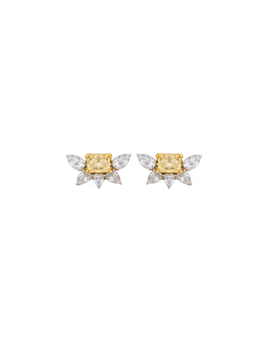 Wish Fine Jewelry 4.31ct Diamond 18K Gold Half Flower Earrings