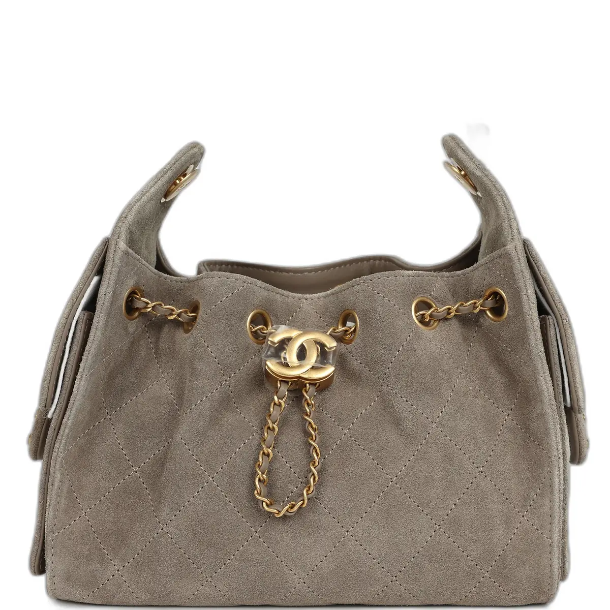 Chanel Chanel Mini 25 Hobo Bag Dark Grey Suede Antique Gold Hardware