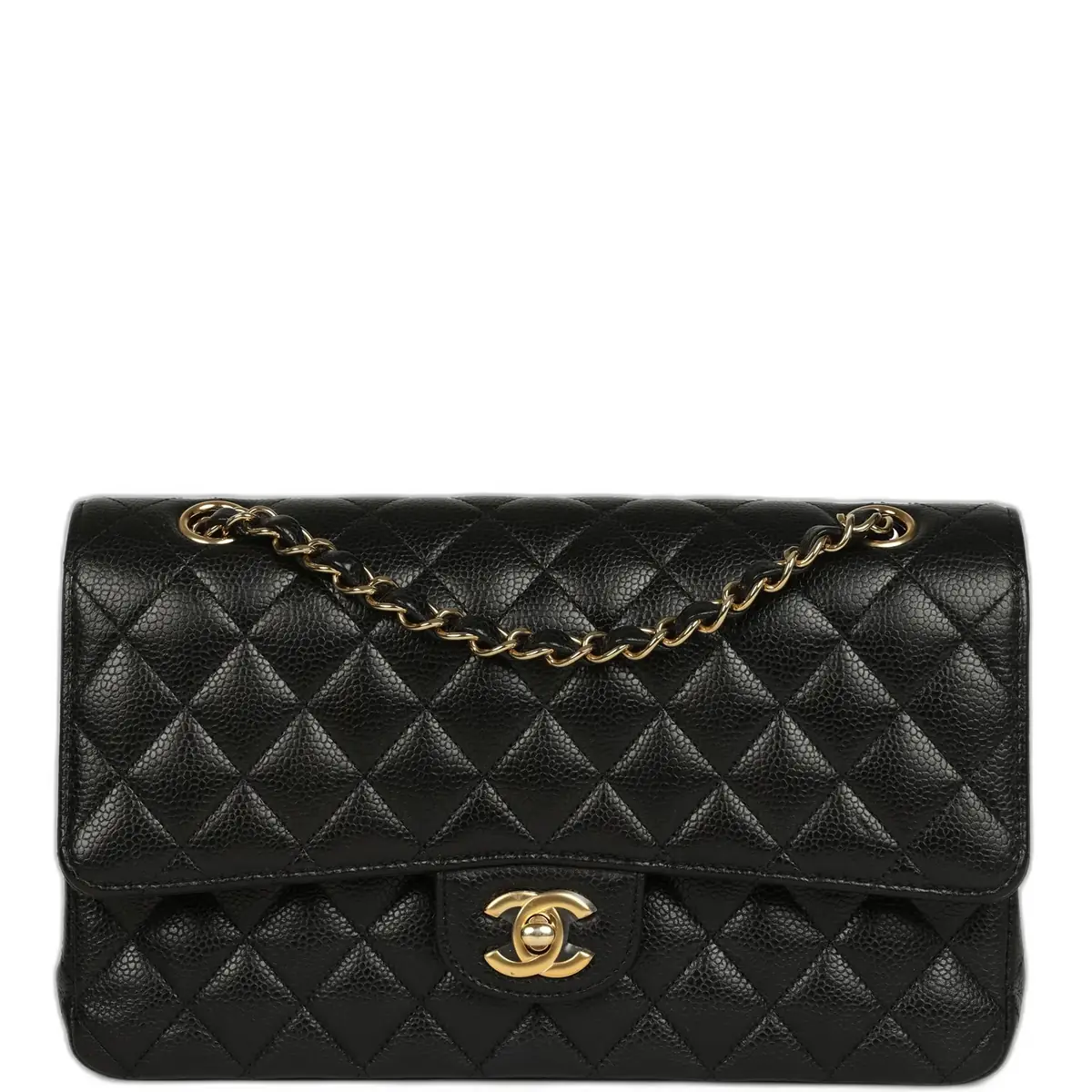 Chanel Pre-owned Chanel Medium Classic Double Flap Black Caviar Gold Hardware