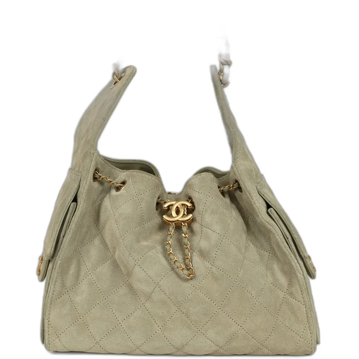 Chanel Pre-owned Chanel Small 25 Hobo Bag Olive Green Suede Antique Gold Hardware