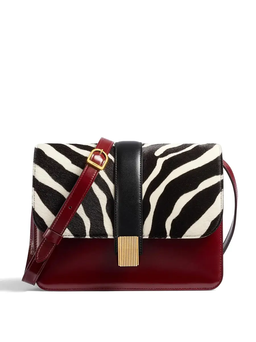 Khaite Blake Zebra Haircalf Contrast Crossbody Bag