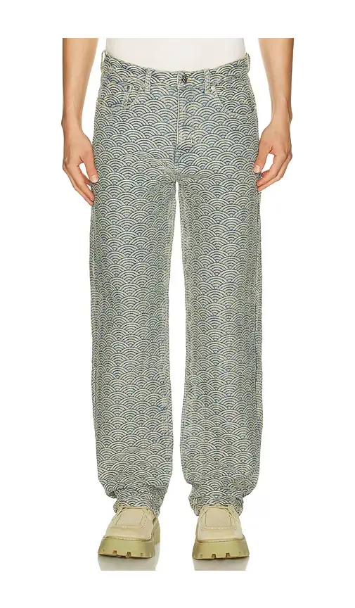 Ryoko Rain Seigaiha Jacquard Denim Jeans