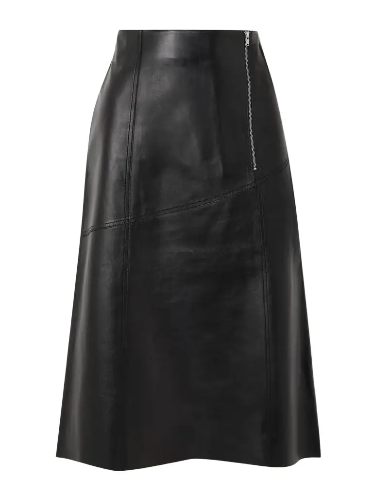 Victoria Beckham Paneled Leather Midi Skirt