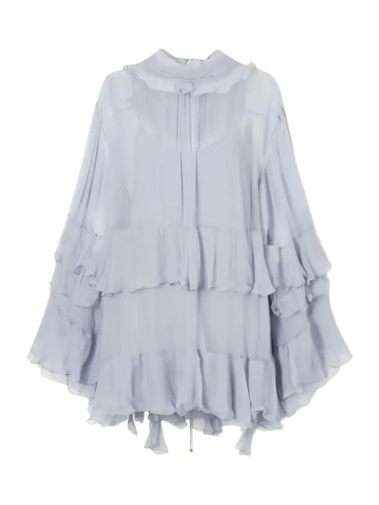 Chloé Ruffled Crepon Mini Dress