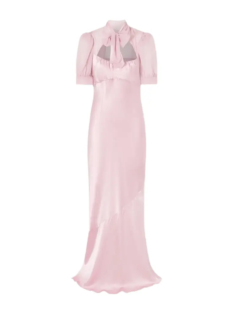 Alessandra Rich Pussy-bow Silk-satin And Georgette Gown