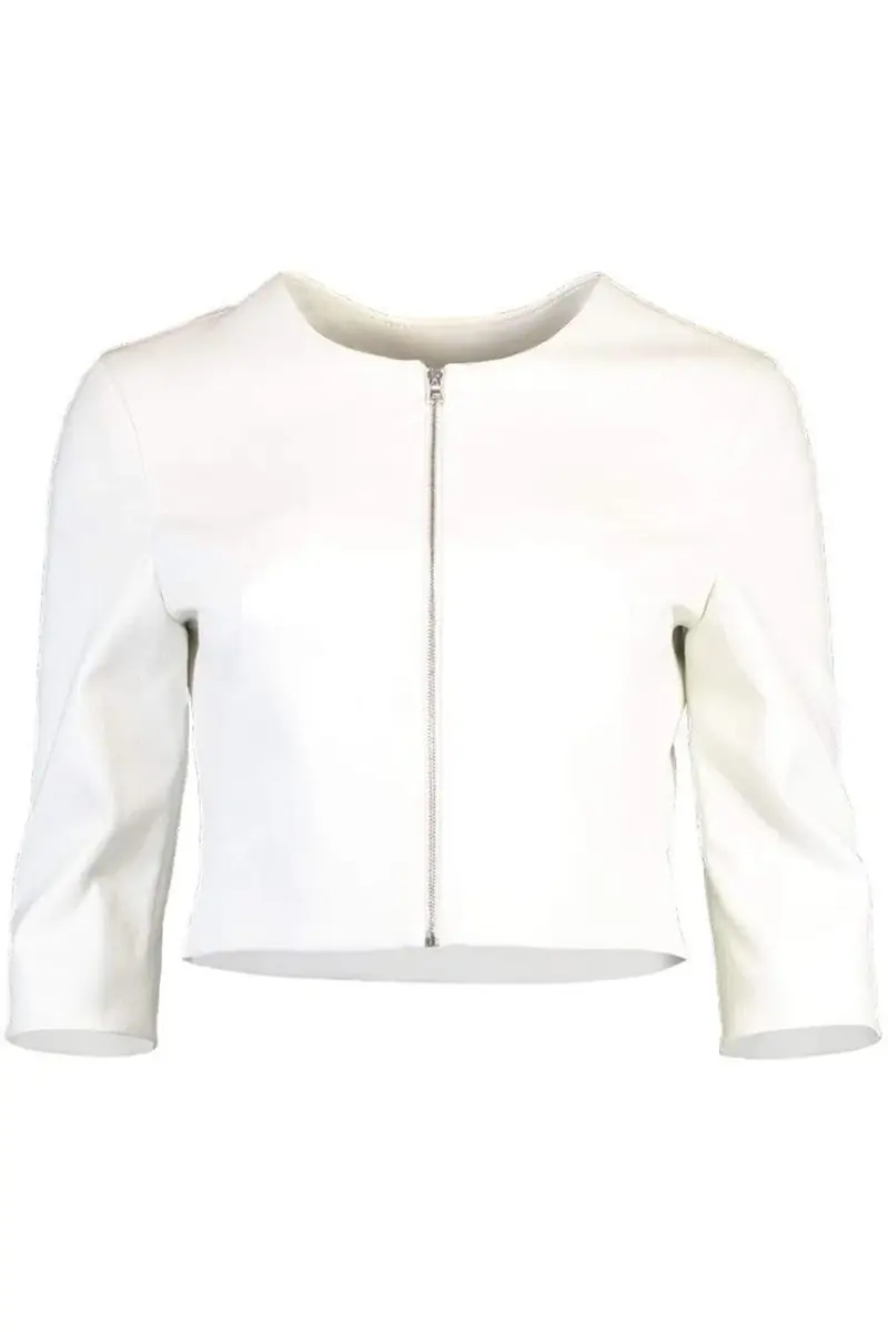 SUSAN BENDER Cropped Cardigan Jacket - Ivory