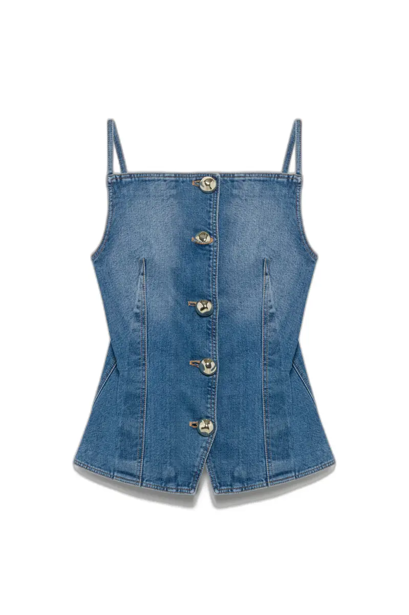 Simkhai Junie Studded Denim Top