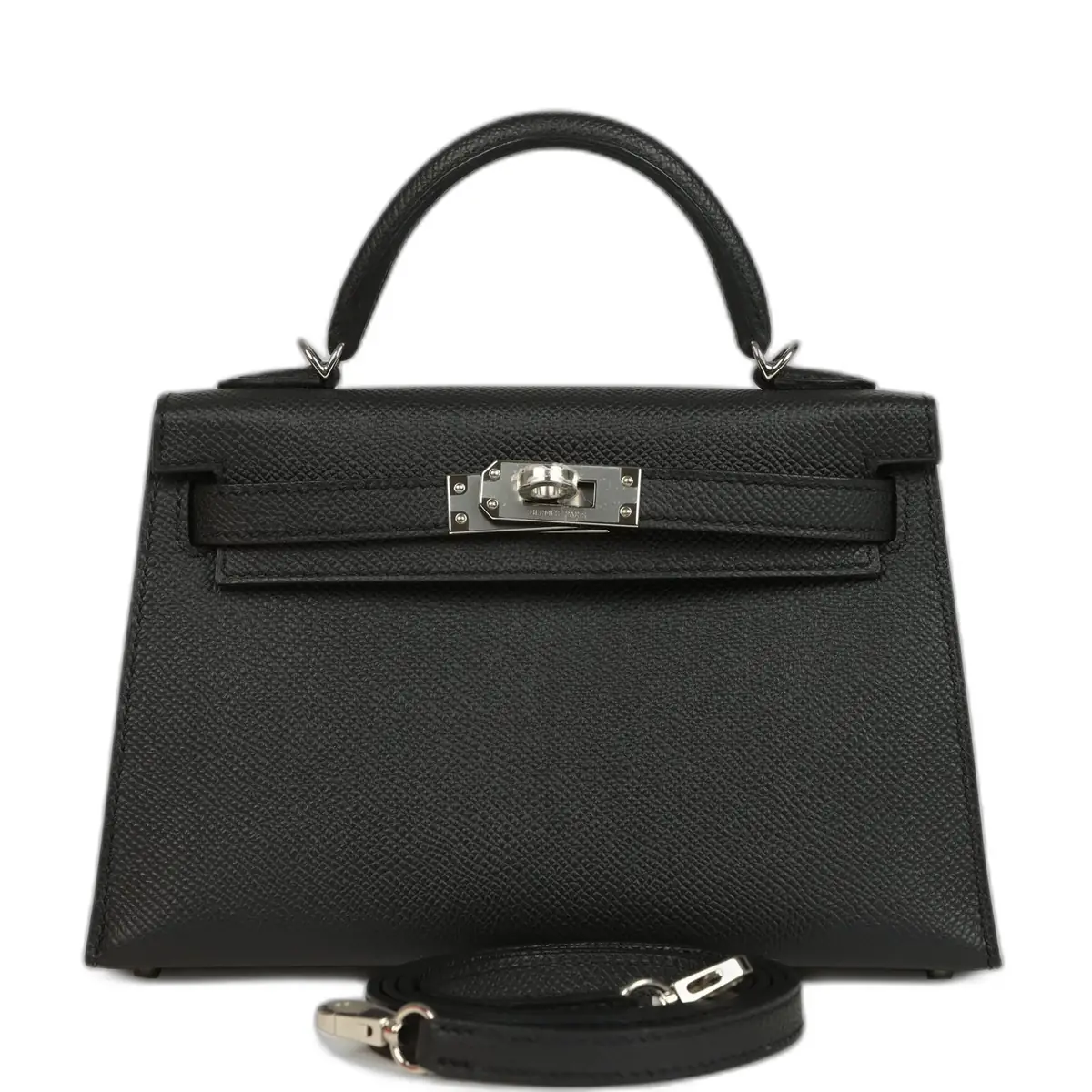 hermes Hermes Kelly Sellier 20 Black Epsom Palladium Hardware