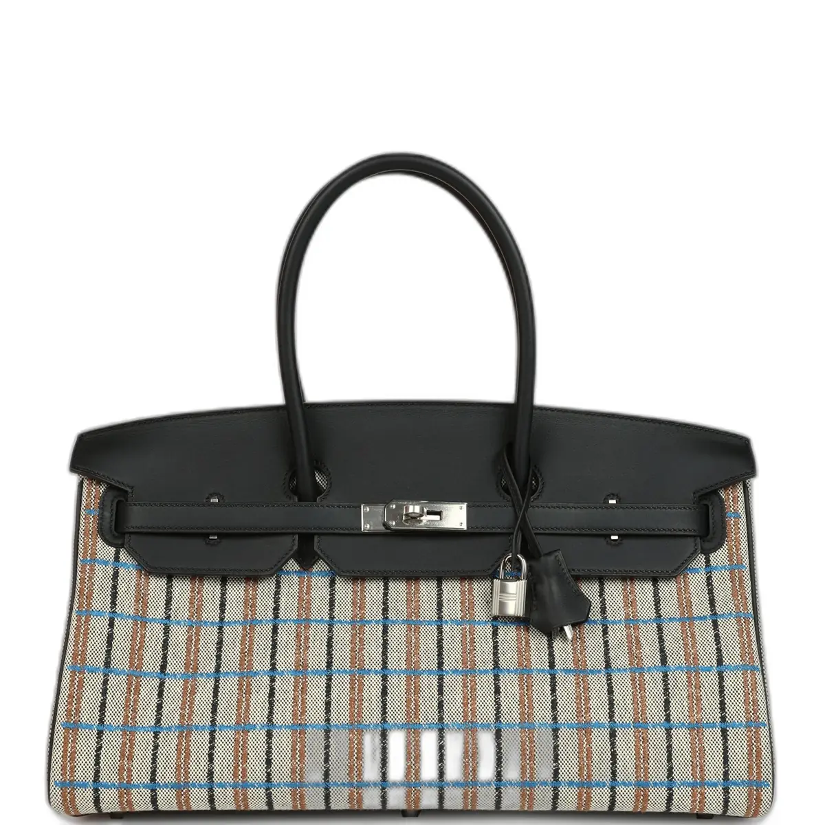 hermes Hermes Shoulder Birkin Light 39 Multicolor Toile and Black Swift Palladium Hardware