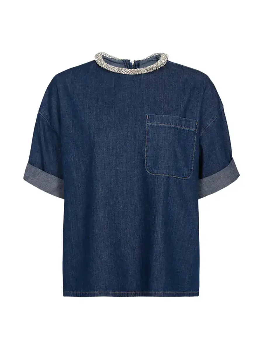 TWP Denim Shirting Ex T with Crystal Collar