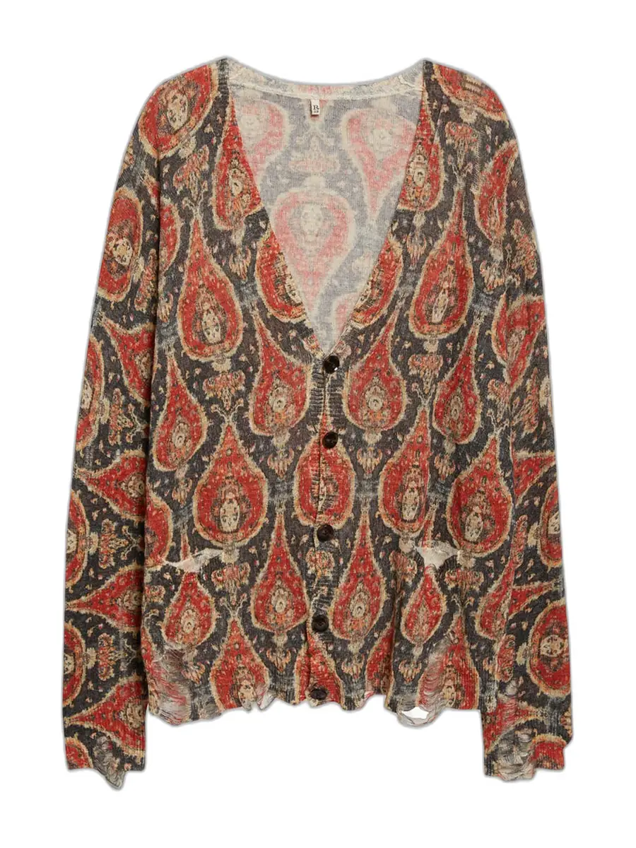 R13 Linen Paisley Boyfriend Cardigan