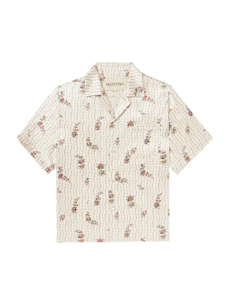 Valentino Garavani Camp-Collar Floral-Print Silk-Twill Shirt - Men