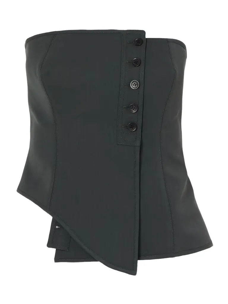 Jean Paul Gaultier Strapless Asymmetric Wool-blend Twill Bustier Top